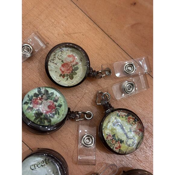 Lot of 15 Badge Reel Clips Floral Butterfly Whimsical Nurse Gift - Picture 5 of 8